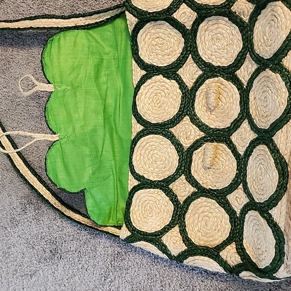 Green and natural straw shoulder bag - Picture 3 of 3